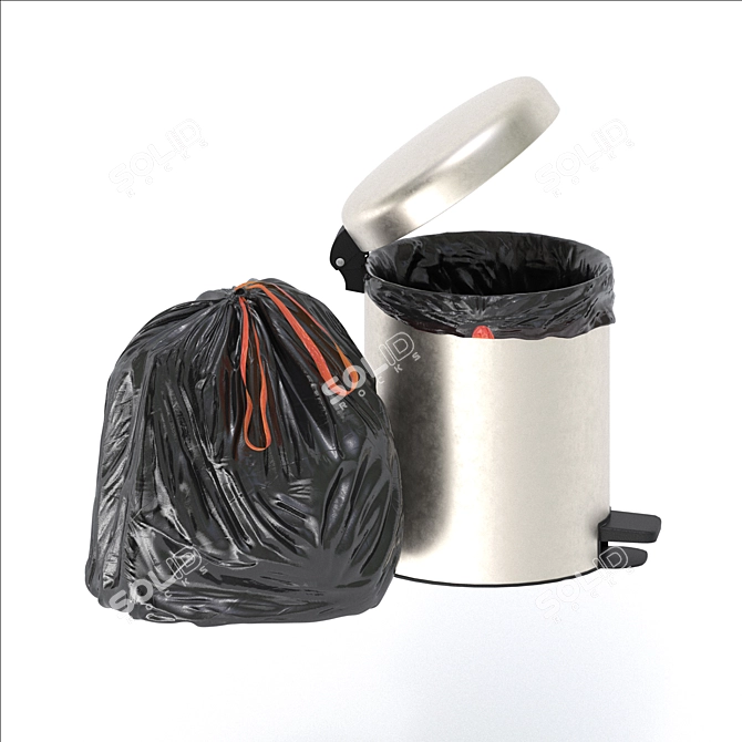 Sleek Trash Combo: Bag & Bin 3D model image 1