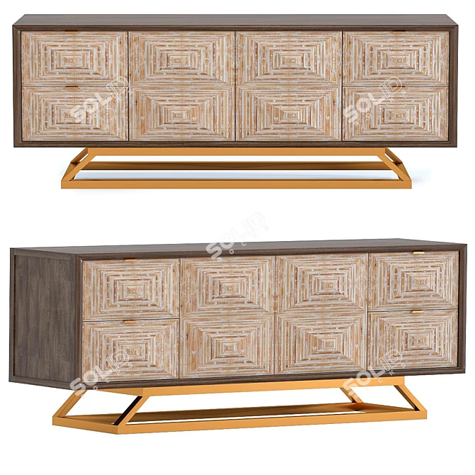 Modern Triangular Sideboard 3D model image 1