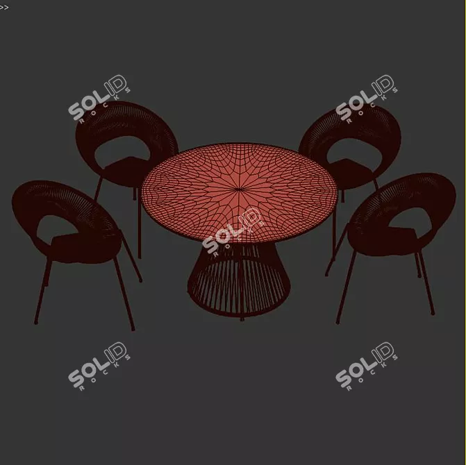 Elegant Ehrlich Dining Set 3D model image 3