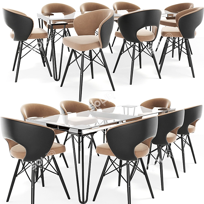 Oslo Dining Set: Elegant Eight Seater with Turbo Boost 3D model image 1