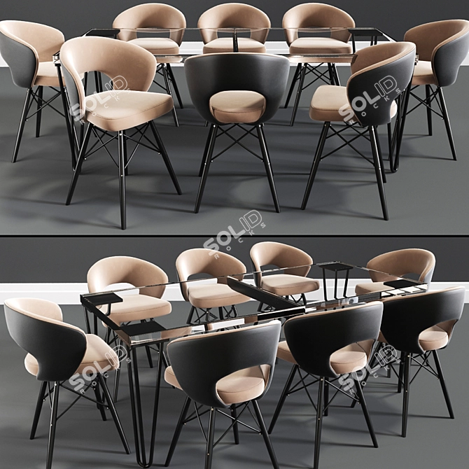 Oslo Dining Set: Elegant Eight Seater with Turbo Boost 3D model image 2