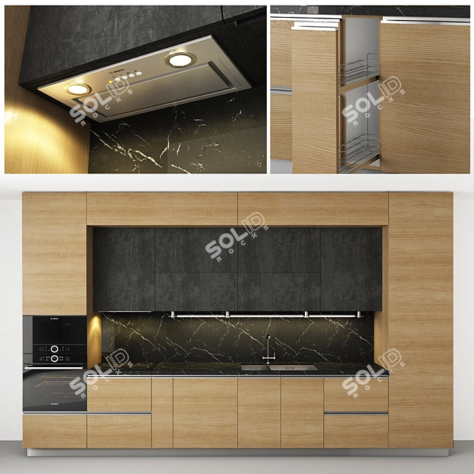 Sleek Bosch Kitchen 3D model image 1