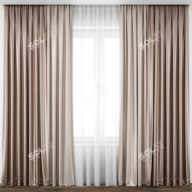 Elegance in Textiles: Detailed Curtain Model 3D model image 1