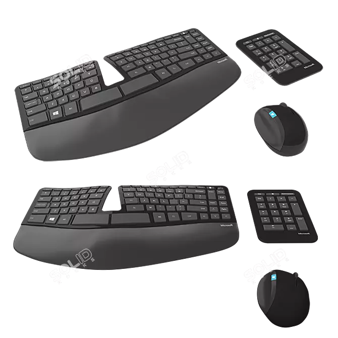 Elevate Your Comfort: Microsoft Ergonomic Keyboard Set 3D model image 1