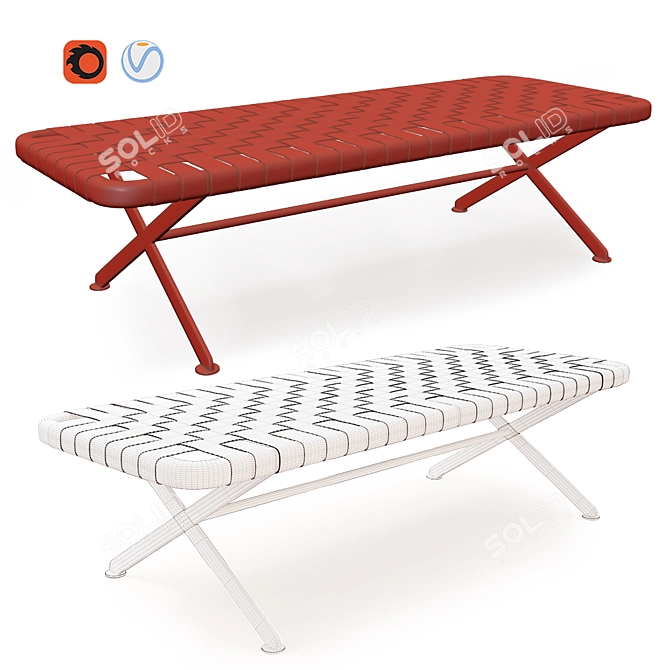 Stylish Axxia Leather Bench 3D model image 2