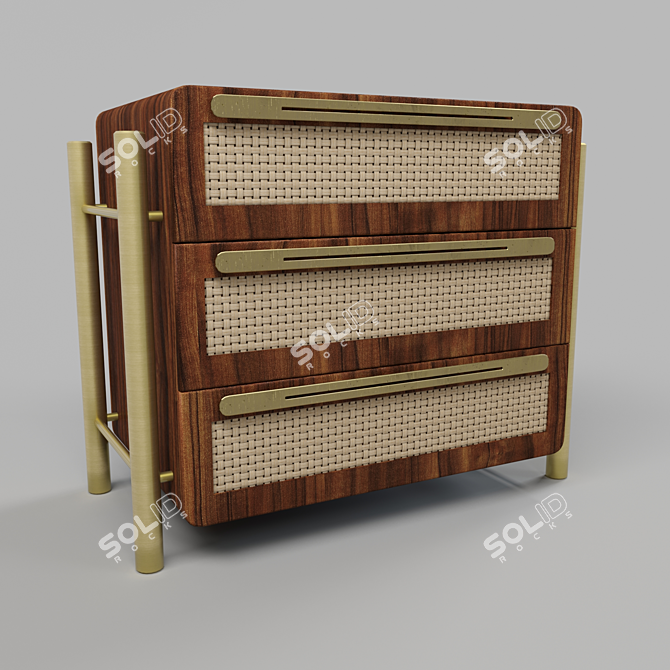 Custom Design Wooden Dresser 3D model image 2