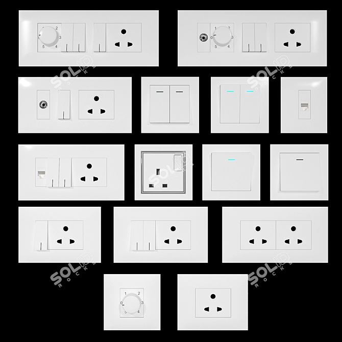 Vintage Style Switches Set 02 3D model image 1