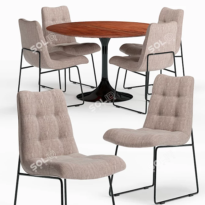 Modern Gray Tufted Dining Chair 3D model image 1