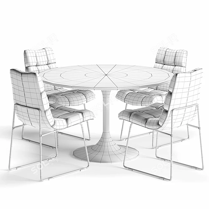 Modern Gray Tufted Dining Chair 3D model image 3