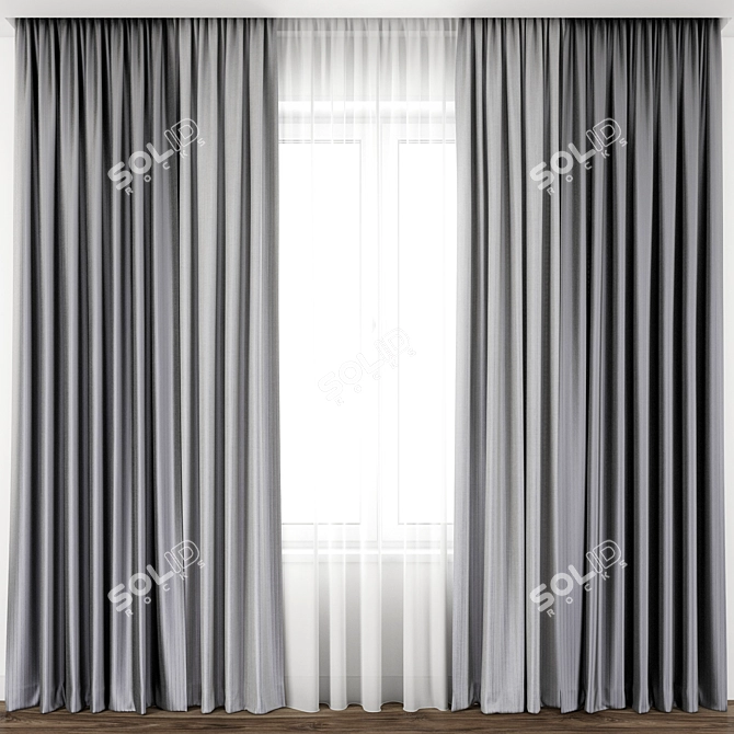 Exquisite Curtain Design: 3D Model & Textured 3D model image 1