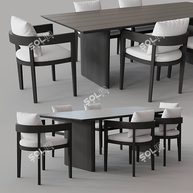 Modern Balmain Aluminum Dining Set 3D model image 1