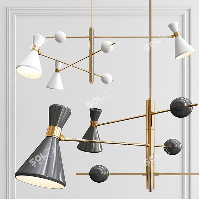Elegant Campana Pendant with Three Arms 3D model image 1