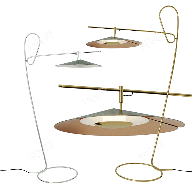 Elegant Treble Standing Light Fixture 3D model image 1