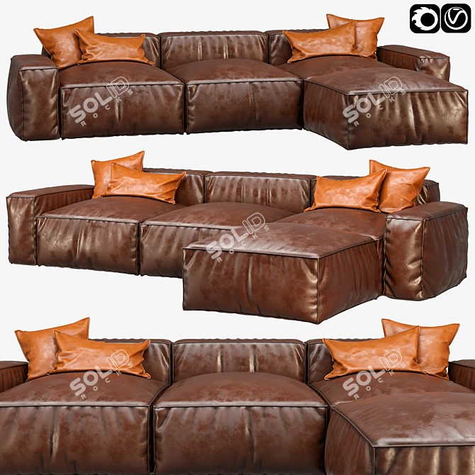 Premium Leather Sofa 01 3D model image 1