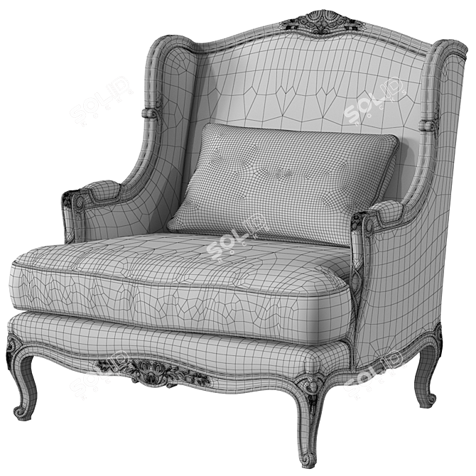 Elegant Louis XVI Armchair 3D model image 3