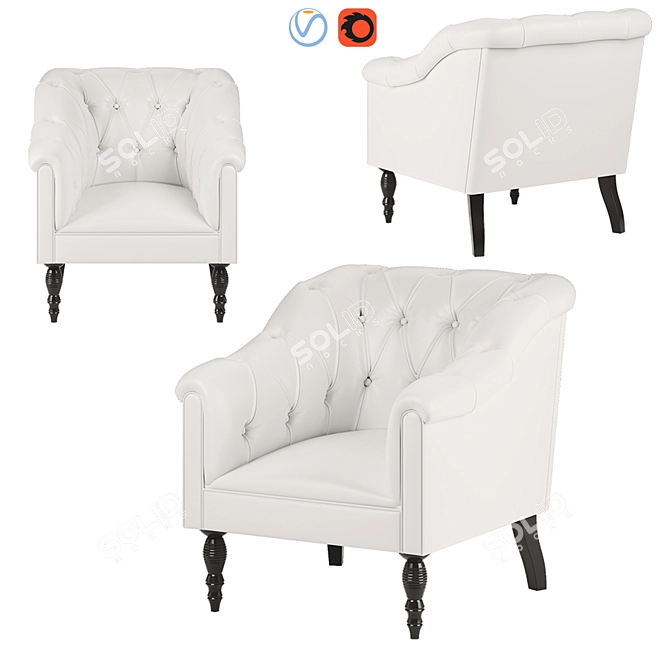 Elegant Somerville Buttoned Chair 3D model image 1