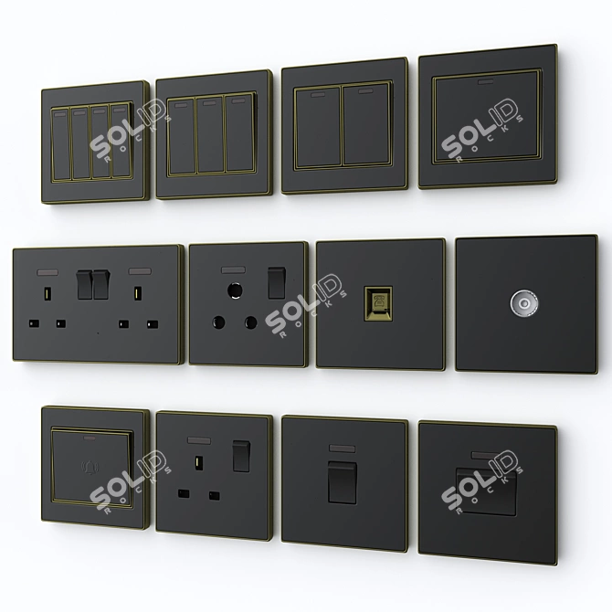 Elegant Crystal Wall Switches 3D model image 1