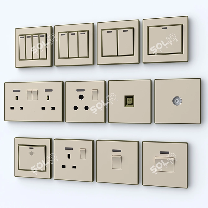 Elegant Crystal Wall Switches 3D model image 2