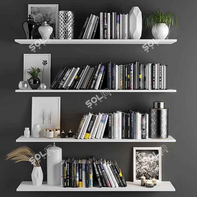 253K Poly Count, Unique Book Shelve 3D model image 1