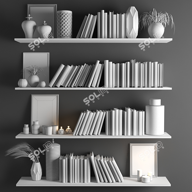 253K Poly Count, Unique Book Shelve 3D model image 3