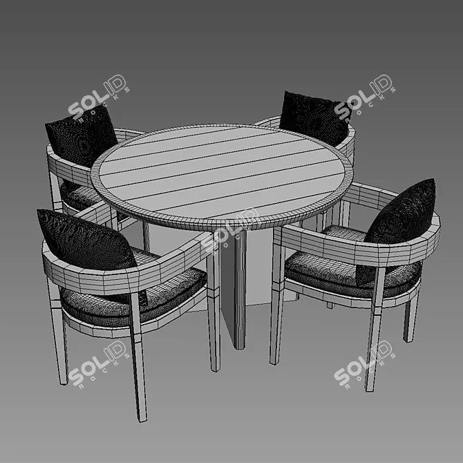 Balmain Aluminum Dining Table & Armchair 3D model image 2