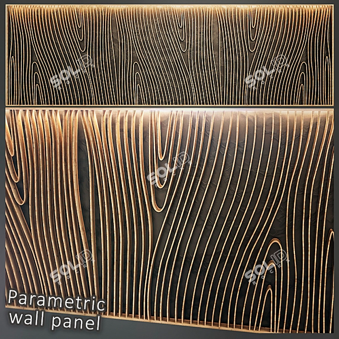 Customizable Wooden Wall Panel 3D model image 1
