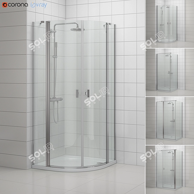 Radaway 900x900 & 1200x900 Showers 3D model image 1