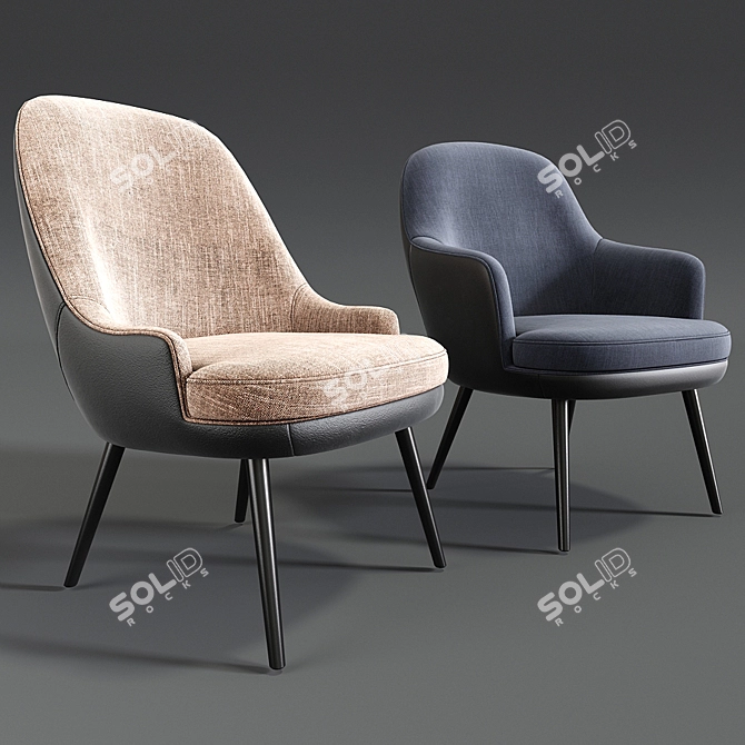 Elegant Dining Chair Set 3D model image 1