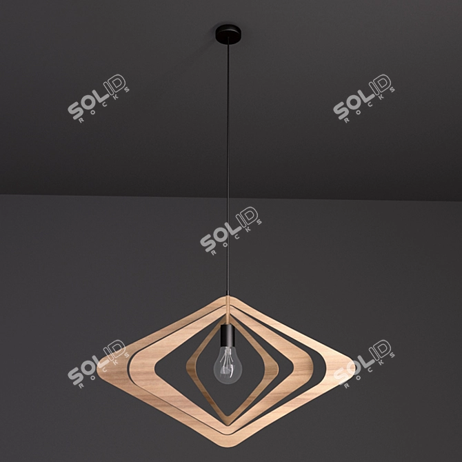 Rustic Wood Pendant Light 3D model image 1