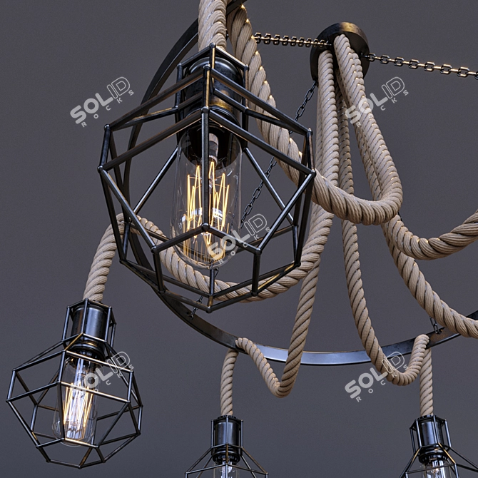 Sleek Glass and Rope Ceiling Light 3D model image 2