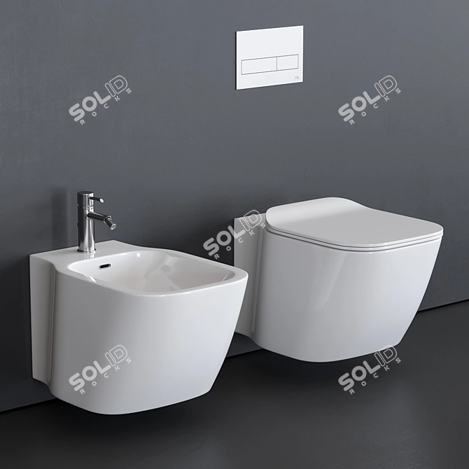 Essence-C Wall-Hung WC & Bidet 3D model image 1