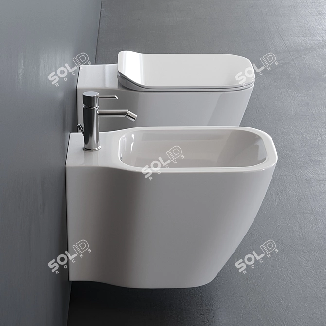 Essence-C Wall-Hung WC & Bidet 3D model image 2