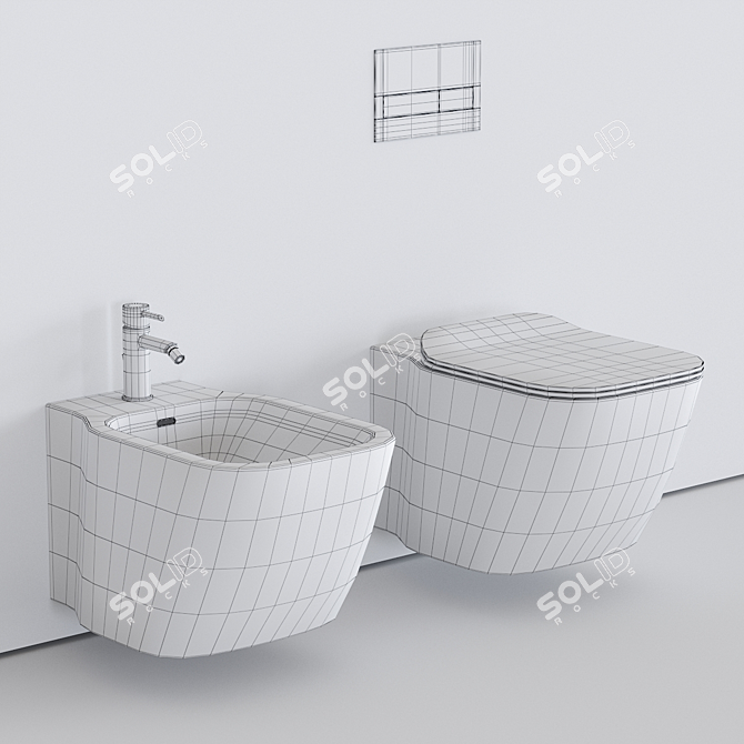 Essence-C Wall-Hung WC & Bidet 3D model image 3