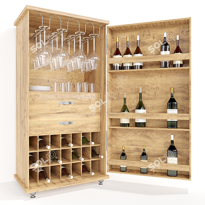 Sleek Vodka Bar Cabinet 3D model image 2