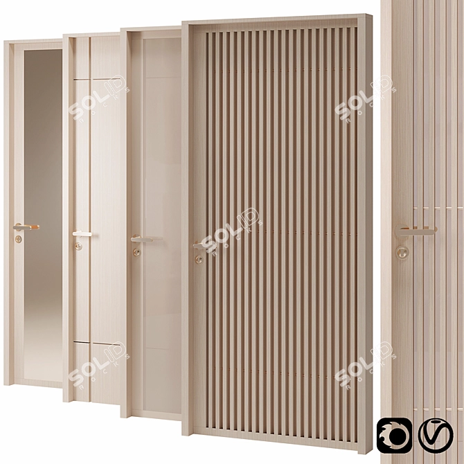 Gilded Elegance: Modern Wood Doors 3D model image 1