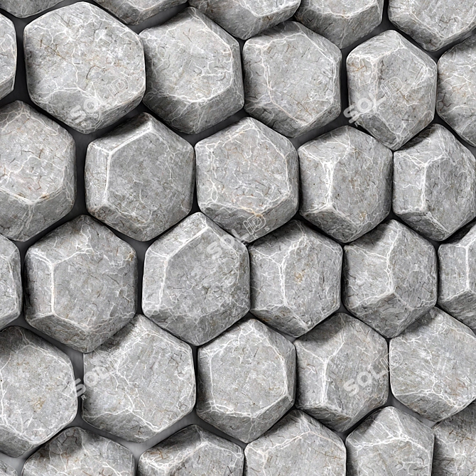 Hexagon Stone Wall Crag 3D model image 2