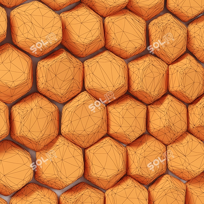 Hexagon Stone Wall Crag 3D model image 3