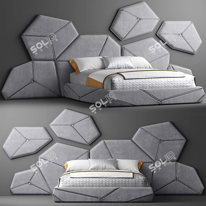 Sleek Restful Haven Bed 3D model image 1