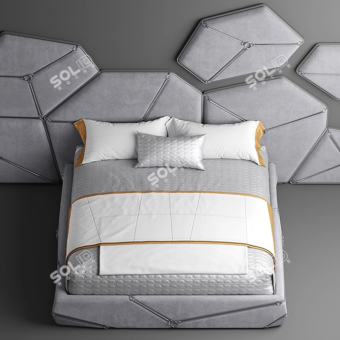 Sleek Restful Haven Bed 3D model image 2