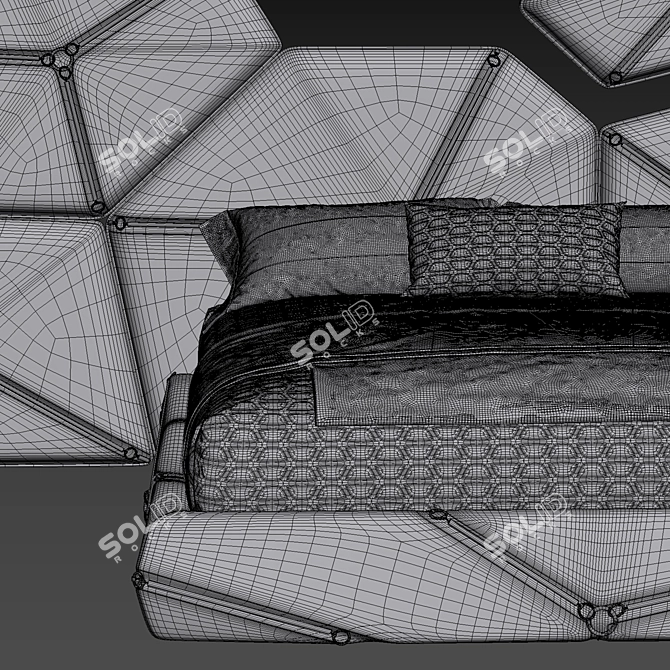 Sleek Restful Haven Bed 3D model image 3