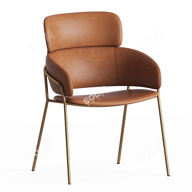 Strike LO Debi: Modern Leather and Metal Dining Chair 3D model image 2