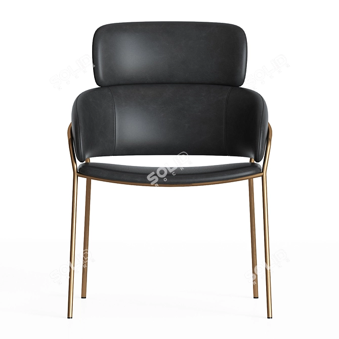 Strike LO Debi: Modern Leather and Metal Dining Chair 3D model image 3