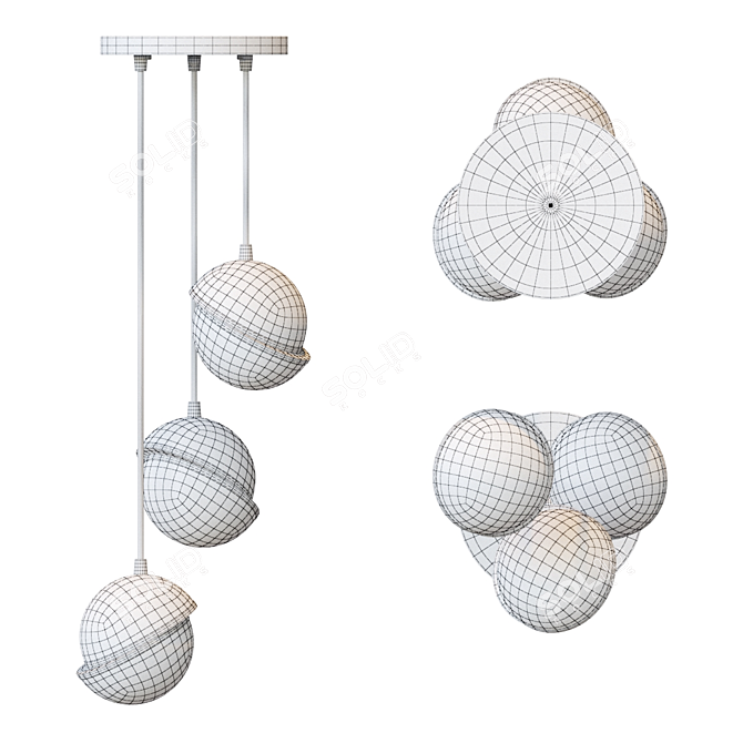 Shift Trio Pendant Lamp: Modern Design and Functional Lighting 3D model image 3