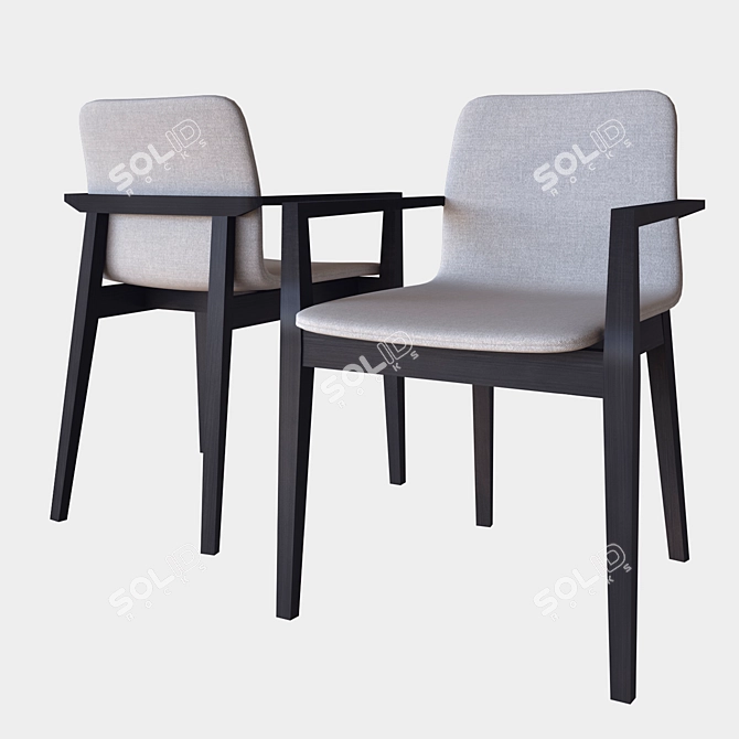 Modern Gray Fabric and Brown Leather Garda Chair 3D model image 1