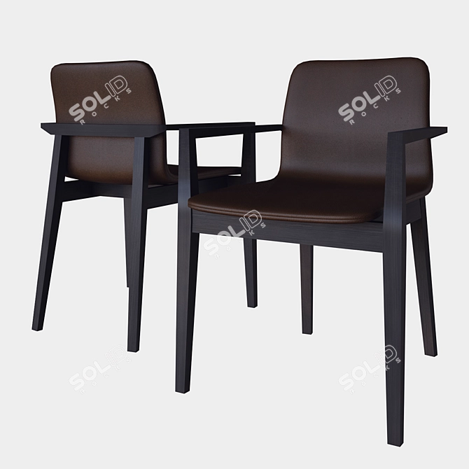 Modern Gray Fabric and Brown Leather Garda Chair 3D model image 2