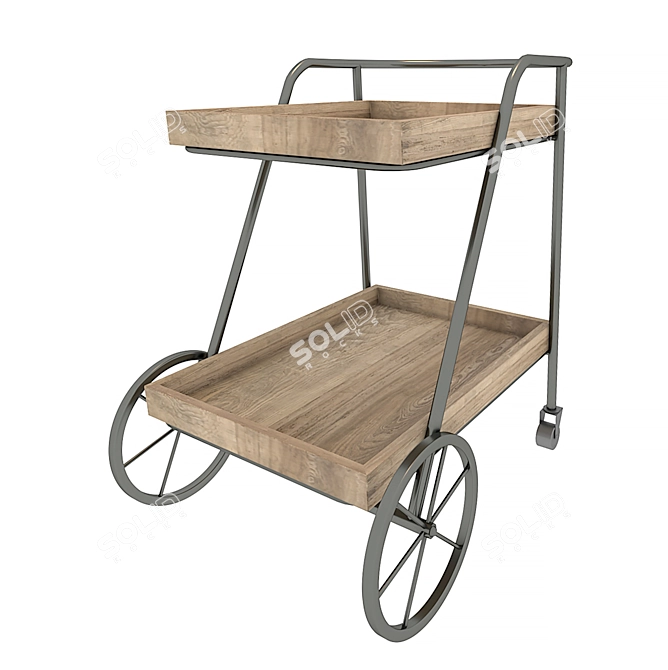 Portable Console Table with Wheels 3D model image 1