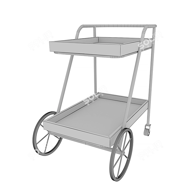 Portable Console Table with Wheels 3D model image 3