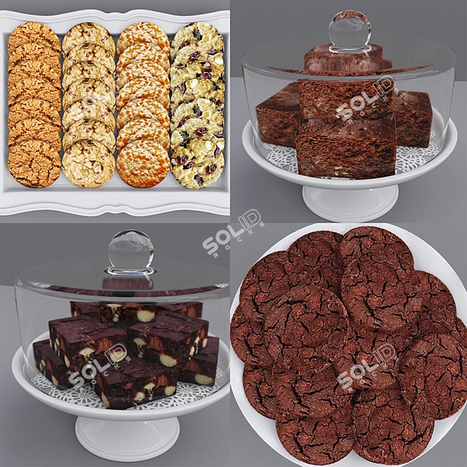 Sweet Treats Delight: Assorted Cookie Bars & Delectable Brownies 3D model image 2