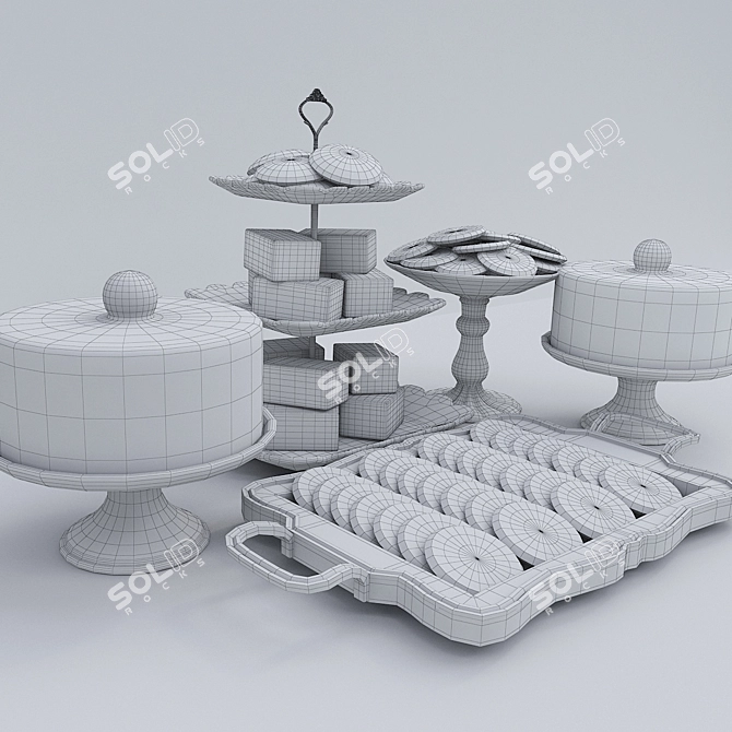 Sweet Treats Delight: Assorted Cookie Bars & Delectable Brownies 3D model image 3