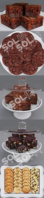 Sweet Treats Delight: Assorted Cookie Bars & Delectable Brownies 3D model image 5